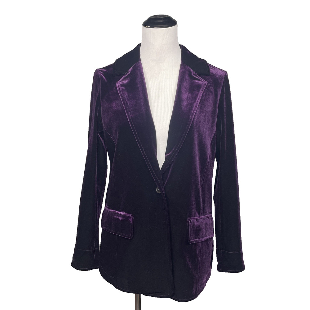 NWT Lyssé New York Women’s Small Purple Mercer Stretch Velvet Blazer Luxe Formal